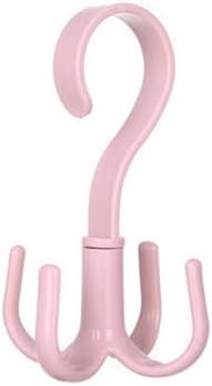 Space Saving Rotated Hanger Hooks Wardrobe Clothes Rack Hanger Organizer Bag Hanger Shoes Belt Scarf Hanging Rack Closet Hanger (Pink)