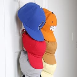 Perfect Curve Hat Organizer Cap Rack FAV | Hat Racks | Hold up to 40 caps | Over Door Organizer for Baseball Hat | Fitted & Adjustable Caps & Visors | Door Slam Proof | 2 Straps | White