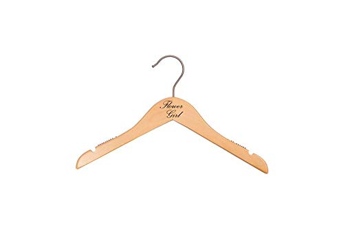 NAHANCO FG20014 Bridal Hanger, Natural Wood Hanger with Black Imprint (Flower Girl), 14” (1 piece)