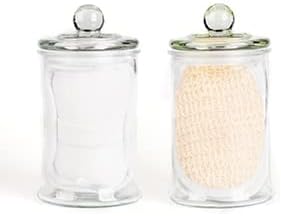 Mini Glass Apothecary Jars, Bathroom Storage Organizer Canisters for Cotton Swabs, Cotton Balls, Makeup Sponges, Bath Salts, Hair Ties, Makeup - Set of 3
