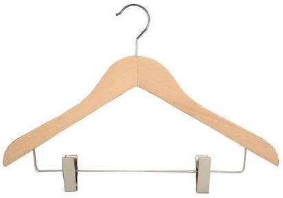 NAHANCO Executive Collection: Wooden Suit Hanger with Clips, 17 ½” Natural (Pack of 50)
