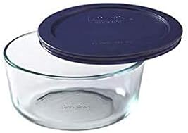 Pyrex 7200 2-Cup Glass Bowl & 7200-PC Dark Blue Lid (6-Pack) - Made in USA