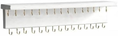 SANY DAYO HOME Jewelry Organizer with 30 Hooks and Shelf, 15 x 3 x 4 inches Wall Mounted Rustic Pine Wood Holder for Necklaces and Bracelets, Suitable for Kids and Adults
