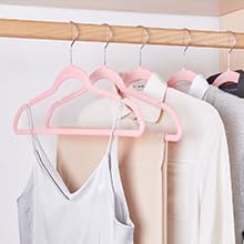 Non-Slip Velvet Hangers - Ultra Thin Space Saving Suit Hanger with 360 Degree Swivel Hook - Strong and Durable Velvet Clothes Hangers - Coat Hangers for a No Hanger Marks (Pink, Pack of 6)