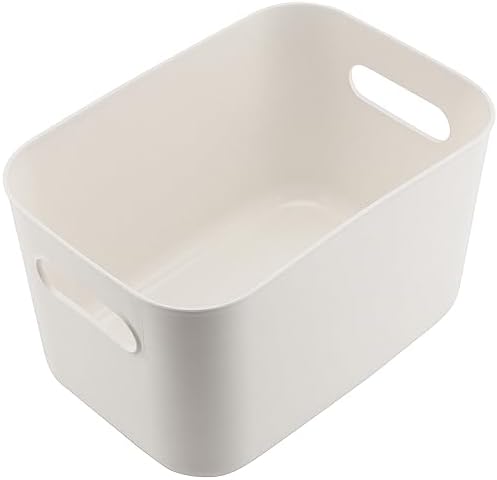 MOUYAT 8 Pack White Plastic Storage Bins, Stackable Plastic Storage Baskets Boxes, Cupboard Organiser Storage Boxes for Shelves Drawers Pantry Closet Bathroom, 9.8 x 6.8 x 5.9 Inch - Image 4