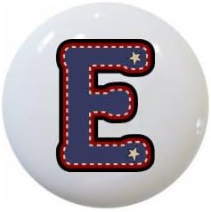 American Alphabet USA Letters Series Style 1 on 1.5" DECORATIVE Glossy Ceramic Dresser Drawer PULLS Cabinet Cupboard KNOBS (E)
