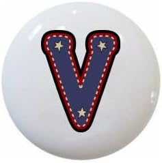 American Alphabet USA Letters Series Style 1 on 1.5" DECORATIVE Glossy Ceramic Dresser Drawer PULLS Cabinet Cupboard KNOBS (V)