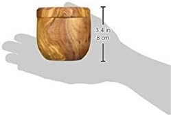 Tramanto Olive Wood Salt Pot - Rustic Wooden Cellar and Pinch for Salts with Lid - 3.5 Inch Wide