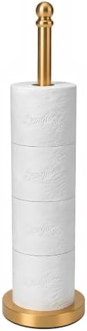 Songtec Toilet Paper Holder Stand Reserve for Bathroom, Holds 4/5 Rolls, Compact TP Roll Holder Storage, Stainless Steel (Gold) by Songtec