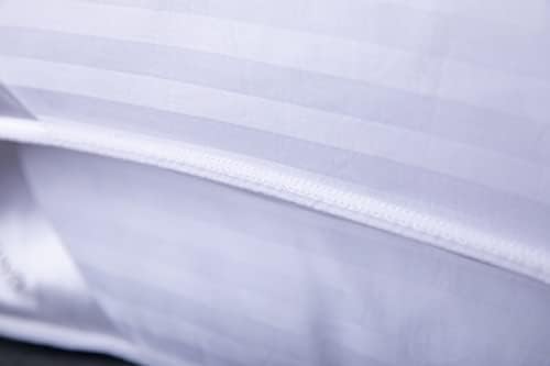 Standard Goose Down Feather Hotel Collection Bed Pillows for Sleeping One Pillow for Back, Stomach or Side Sleepers Stripe White Color - Image 3