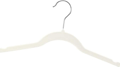 Velvet Pants Skirt Hangers with Clips - Pack of 20 Beige Women Clothes Hanger Set with Clip for Pant Suit Shirt Felt Coat Dress, Premium Non Slip Heavy Duty Space Saving Slim Clothing, 16.7 Inch Long