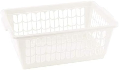 YBM HOME Plastic Perforated Storage Basket Bin Office Drawer, Shelf Desktop Countertop Tray Organizer 32-1188 (1, White)