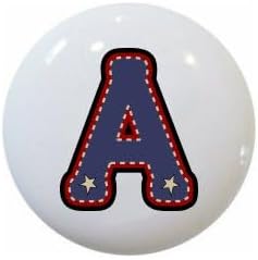 American Alphabet USA Letters Series Style 1 on 1.5" DECORATIVE Glossy Ceramic Dresser Drawer PULLS Cabinet Cupboard KNOBS (A)
