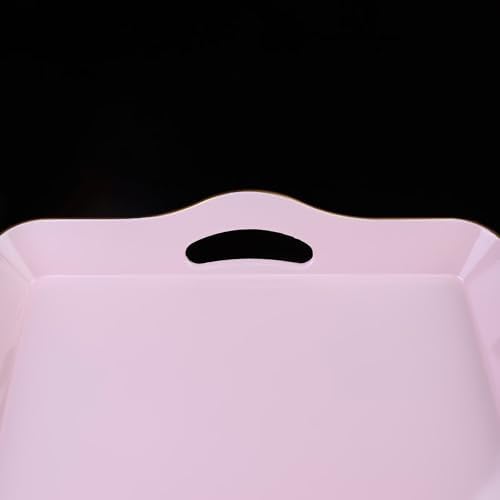 Pink Decorative Tray for Coffee Table with Handles, Plastic Rectangular Serving Tray for Living Room, Bathroom, Outdoors, 11.8"*17.3" - Image 5