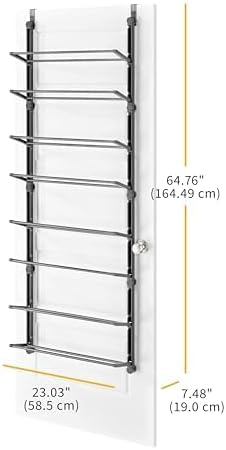 Whitmor 24 Pair Door Shoe Organizer, Heavy Duty Metal & Mesh Shoe Holder,Sturdy Closet Storage Rack Hangs on Closets for Shoes,7.48" D x 23.08" W x 64.76" H,Black