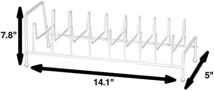Rocky Mountain Goods Lid Rack for Pots and Pans - Kitchen Lid Rack Organizer - Holds up to 8 Lids - White Rustproof finish - Rubberized grip feet