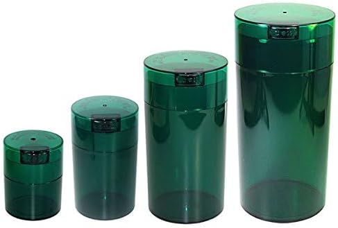 Tightvac Set of 4 - Patented Airtight Storage Container | Multi-use Vacuum Container Keeps Your Herbs and Dry Goods Fresh and Flavorful. Green Tint