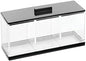 mDesign Cosmetic Divided Organizer Storage Canister Box with 3 Sections and Lid for Bathroom Vanity Countertop - Holder for Cotton Swabs, Perfume, Lipstick - Lumiere Collection - Clear/Black
