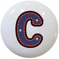 American Alphabet USA Letters Series Style 1 on 1.5" DECORATIVE Glossy Ceramic Dresser Drawer PULLS Cabinet Cupboard KNOBS (C)