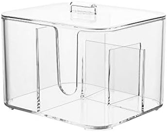 YOHOM Clear cotton ball and swab holder organizer with lid Bathroom Qtips Storage Container Box Plastic Cotton Round Pads Dispenser