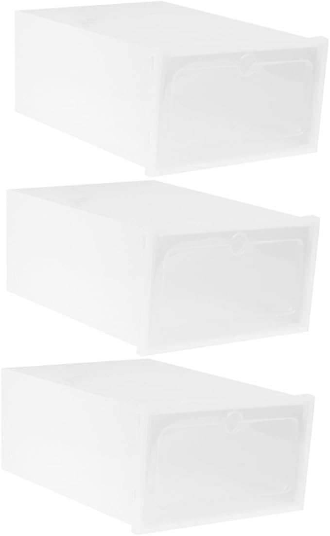 3pcs Stackable Clear Shoe Storage Box Organizer with Lid Material Foldable Design for Sneakers Boots and Accessories