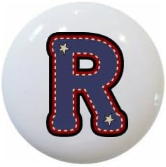 American Alphabet USA Letters Series Style 1 on 1.5" DECORATIVE Glossy Ceramic Dresser Drawer PULLS Cabinet Cupboard KNOBS (R)
