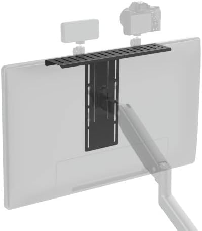 Mount Plus MDS12-2 All-In-One VESA Compatible Monitor Shelf for Device Organizer | Perfect for Online Meetings and Live Streaming Such As Cameras, Microphones, Spotlights, Webcams | Height Adjustable by MountPlusForHealthcareHomeOffice
