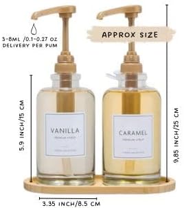 Coffee Bar Accessories: Coffee Syrup Dispenser Set with 2 Glass Bottles (19.6 Oz), Gold Pumps, Funnel, Waterproof Syrup Labels, 2 Golden Spoons, and Straw Brush - Elegant Syrup Dispenser