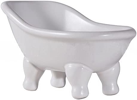 KiaoTime Ceramic White Clawfoot Bathtub Bar Soap Dish for Bathroom Shower Decorative Soap Dish Sponge Holder Shower Bar Soap Tray Container for Bathroom, Kitchen Sink