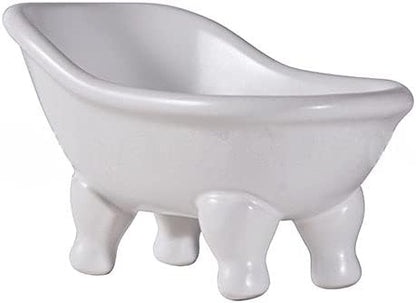 KiaoTime Ceramic White Clawfoot Bathtub Bar Soap Dish for Bathroom Shower Decorative Soap Dish Sponge Holder Shower Bar Soap Tray Container for Bathroom, Kitchen Sink