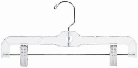 Only Hangers 12" Heavyweight Clear Plastic Childrens Pant/Skirt Hangers Box of 25