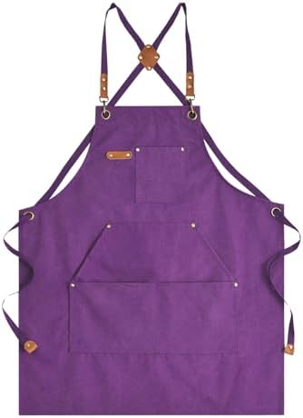 Aoomzoon Canvas Aprons for Men Women, Heavy Duty BBQ Apron with Pockets by Aoomzoon