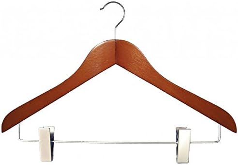 NAHANCO Executive Collection, Wooden Suit Hanger with Clips, 17 ½” Cherry (Pack of 50)