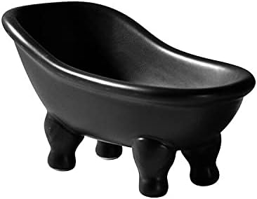 Ceramic Black Clawfoot Bathtub Bar Soap Dish for Bathroom Shower Decorative Soap Dish Sponge Holder Shower Bar Soap Tray Container for Bathroom, Kitchen Sink