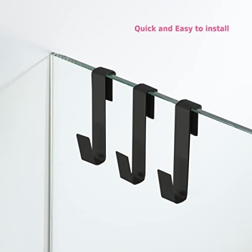 Towel Hook, Over Glass Door Hook for Bathroom, Suit for Frameless Glass Shower Door 0.39" (10 mm) Stainless Steel Matte Black, 3 Pack - Image 3