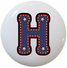 American Alphabet USA Letters Series Style 1 on 1.5" DECORATIVE Glossy Ceramic Dresser Drawer PULLS Cabinet Cupboard KNOBS (H)