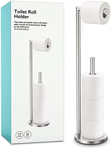 Toilet Paper Holder Stand, Bathroom Free Standing Storage, Brushed Nickel by Batoliet