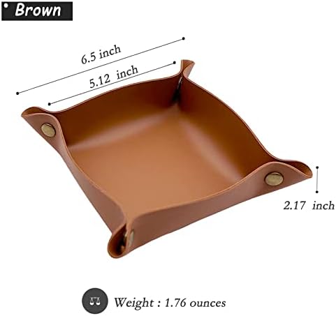 Valet Tray, EDC Catchall Tray for Keys, Watches, Jewelry, Coin and Wallet, Desktop Organizer (Brown-S) - Image 2