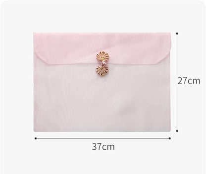 3 Pieces Scarf Storage Bag Beige Encrypted Matte Button Yarn Envelope Silk for Scarf Gifts Organza Clothing Wardrobe Organizer Packaging Bags 10.6 x 14.5 Inches (White 2)