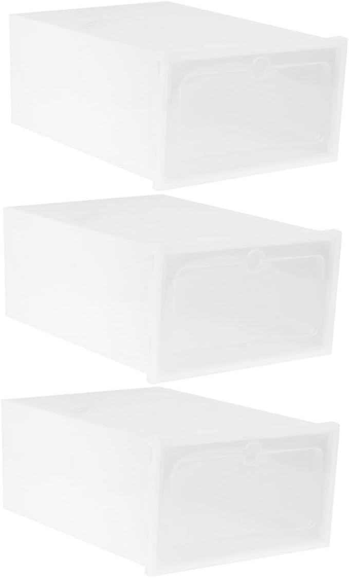 3pcs Transparent Stackable Shoe Organizer Boxes with Lid PP Material Spacious Design for Sneakers High Heels Boots Space-saving Shoe Storage