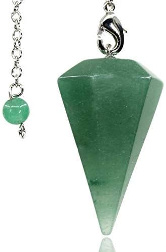 Faceted Mixed gemstone crystal pendulum point reiki chakra pendant bead Chain 6''