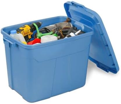 Rugged Tote, 18-Gallon Rugged Storage Container & Standard Snap Lid, (16.6H x 24.2W x 16.2D), Stackable Organization Tote [2 Pack]