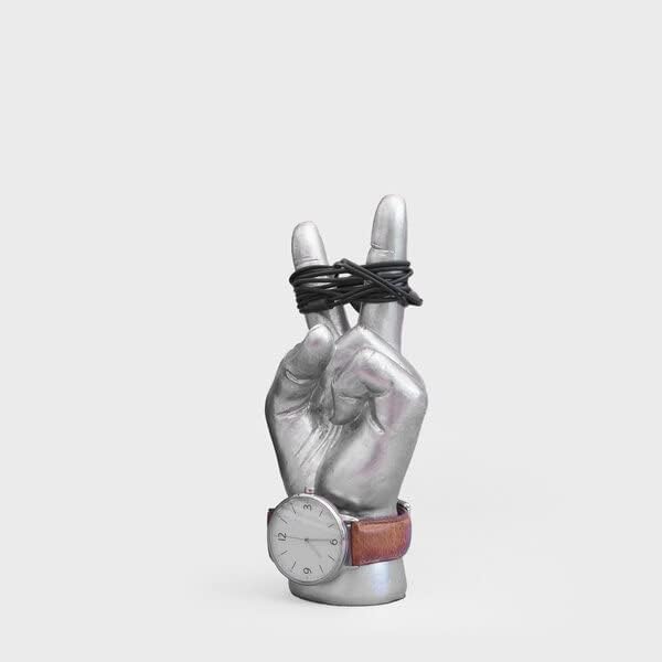 Luckies of London | Jewelry Organizer | Peace Sign Ring Holder | Key Holder for Desk Decor | Trinket Dish & Bedroom Decor | Key Bowl Alternative | Jewelry Hand Sculpture | Bracelet Display | Mini