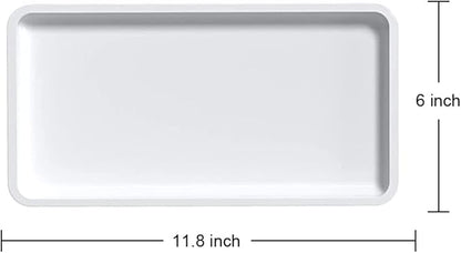 Bamboo Vanity Tray Bathroom Counter Tray Rack for Organizing Decor Display Toilet Tank Top White Storage Tray Pallet Rack 11.8 x 6 x 0.7in