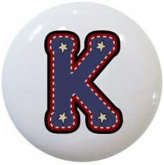 American Alphabet USA Letters Series Style 1 on 1.5" DECORATIVE Glossy Ceramic Dresser Drawer PULLS Cabinet Cupboard KNOBS (K)