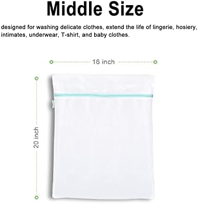 OTraki Mesh Washing Bags for Laundry 16x20 Inch Medium Mesh Bag Laundry Washer Delicates Lingerie Wash Machine Net Zipper Bag Heavy Duty Home Dorm Hotel Don't Drying, Melting 140-176℉, White - Image 3