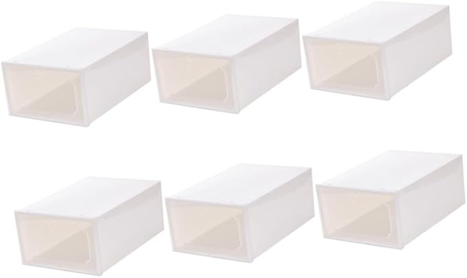 6pcs Large Capacity Shoe Organizer Boxes, Thickened Plastic Drawer Storage Case with Flip Lid, Stackable Shoes Storage Container for Closet and Home