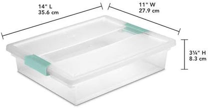 STERILITE 19638606 Large Clip Box, Clear with Blue Aquarium Latches 2 pieces (Large)