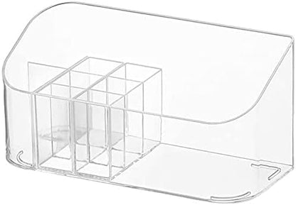LINFIDITE Makeup Organizer Tray Bathroom Cabinet Cosmetic Storage with 9 Compartments 2 Removable Dividers Lipgloss Organizer Makeup Display Tray Case for Beauty Essentials Crystal Clear
