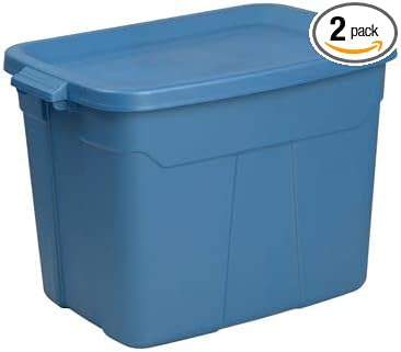 Rugged Tote, 18-Gallon Rugged Storage Container & Standard Snap Lid, (16.6H x 24.2W x 16.2D), Stackable Organization Tote [2 Pack]